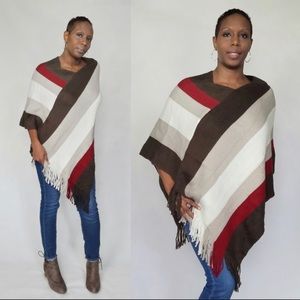 Ladies Striped Poncho